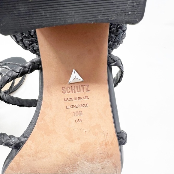 SCHUTZ ROSALIA BLACK BRAIDED STRAPPY BLOCK HEEL SANDALS WOMENS SZ 10 - Picture 6 of 7